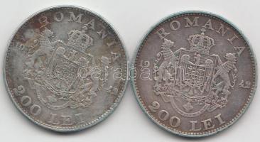 Románia 1942. 200L Ag (2x) T:2-,3 Romania 1942. 200 Lei Ag (2x) C:VF,F