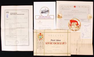 1950-1970 Különféle okmánytétel: Dicsérő oklevél, keresztelési igazolvány, bizonyítvány