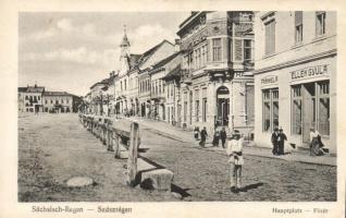 Szászrégen Main square, the shops of Gyula Elek and A. Frankel (fl)