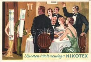 Nikotex advertisement, Komárom vissza So. Stpl, s: Gebhardt (fa)