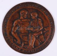 1946. "Kispest Megyei Város Újjáépítési Kiállításának Emlékére" Br nagyalakú plakett (19cm) szignó: Illéssy T:2 Ly.