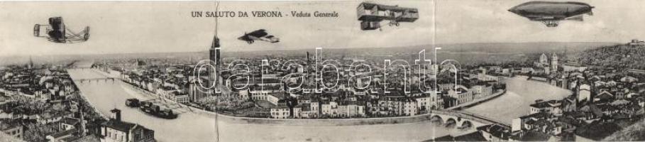 Verona, aeroplanes, panoramacard