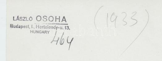 1933 Osoha László: Dunai hajós. Vintage fotó, hátoldalán szerzői pecséttel, 18x16cm