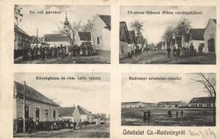 Csilizradvány parsonage, Main street, restaurant of Miksa Schmid, town hall, rom. cath. school, lordship
