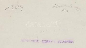 1936 Kerny István (1879-1963): A hortobágyi hídi vásárra gyülekezők. Vintage fotó, hátoldalán szerző...