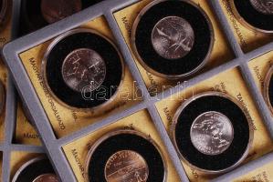 Amerikai Egyesült Államok 1999-2008. 1/4$ (24x) mind klf állam emlékpénze T:1 fekete kivehető tálcás...
