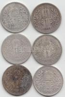 Ausztria 1895-1916. 1K Ag "Ferenc József" (6x) T:vegyes Austria 1895-1916. 1 Corona Ag "Franz Joseph" (6x) C:mixed
