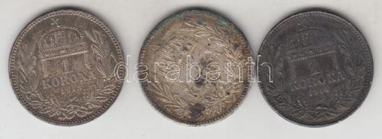1914-1915. 1K Ag (3x) T:2 patina