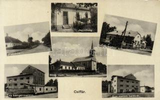 Csiffár Éva mill, cooperative, notary office, parish, catholic church (EK)