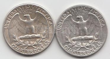 Amerikai Egyesült Államok 1964. 1/4$ Ag "Washington" (2x) T:2- USA 1964. 1/4 Dollar Ag "Washington" (2x) C:XF