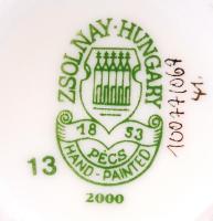 Kézzel festett búzavirág mintájú jelzett Zsolnay porcelán vázácska, hibátlan /
Hand-painted chinawar...