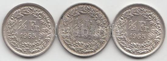 Svájc 1957-1965. 1/2Fr Ag (3x) T:2 Switzerland 1957-1965. 1/2 Francs Ag (3x) C:XF