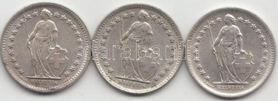 Svájc 1957-1965. 1/2Fr Ag (3x) T:2
Switzerland 1957-1965. 1/2 Francs Ag (3x) C:XF