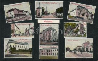 Kisvárda, Vasútállomás, Gör. kat. templom, Hitelintézet, Deák utca, Zsinagóga, Várrom, Polgári leányiskola, Posta és távirda, Piac