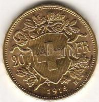 Svájc 1913. 20Fr "Vreneli" arany 6,452g T:2+