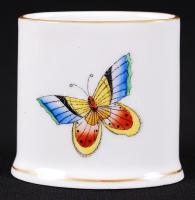 Viktória-mintás kézzel festett jelzett Herendi porcelán fogpiszkálótartó, hibátlan /  Hand painted Herendi porcelain toothpick holder, 5,5×5,5 cm