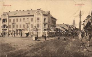 Kaposvár Széchenyi tér, Frank Béla üzlete, templom