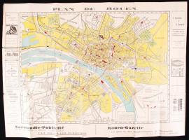 1925-1926 3 db francia várostérkép: Rouen, Paris, Corbeil