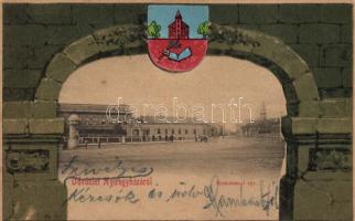 Nyíregyháza, Széchenyi tér, címer / coat of arms litho
