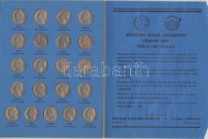 Amerikai Egyesült Államok 1938-1961. 5c Ni "Jefferson" komplett gyűjtemény eredeti berakób...