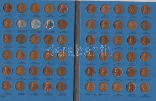 Amerikai Egyesült Államok 1941-1974. 1c "Lincoln" komplett gyűjtemény eredeti berakóban, összesen 90db klf darabbal! T:vegyes USA 1941-1974. 1 Cent "Lincoln" nice Collection in original case with 90 pieces of different coins! C:mixed