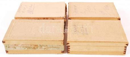 4 db régi dohánydoboz, karton, kisebb szakadások, 14×9 cm, m:4 cm