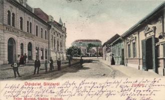 Siklós Piactér, Pelikán Szálloda, Scharcz Lipót kereskedése