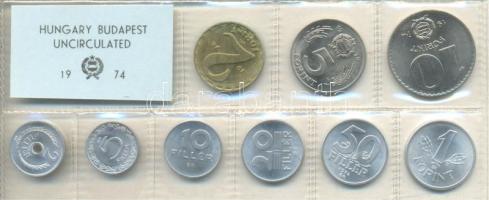 1974. 2f-10Ft 9db klf érmés forgalmi sor fóliatokban T:1