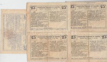Franciaország/Bohain/Savy/Ribemont/Dallon/Beaurevoir  5db klf városi utalvány 25c/50c értékben T:III...