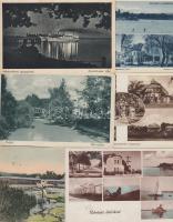6 db régi magyar városképes lap: Siófok (2), Hévíz, Balatonfüred, Balatonmáriafürdő (2),