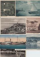 7 db régi magyar városképes lap: Balatonalmádi (3), Balatonföldvár, Tihany, Balaton hajókkal (2)