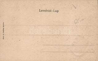 Sopron Deák tér, flag, litho