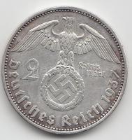 Német 3. Birodalom 1937A 2M Ag "Hindenburg" T:2 German Third Reich 1937A 2 Marks Ag "Hindenburg" C:XF