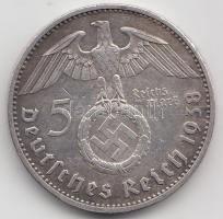 Német 3. Birodalom 1938A 5M Ag "Hindenburg" T:2 German Third Reich 1938A 5 Marks Ag "Hindenburg" C:XF