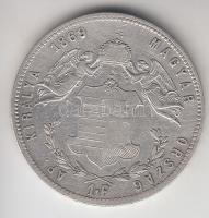 1869KB 1Ft Ag "Angyalos címer" T:2-