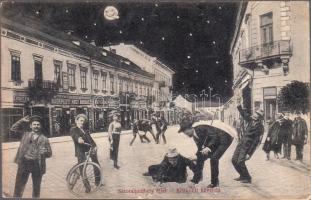 Sátoraljaújhely éjjel, Központi kávéház, Nagy Ferenc és Gyarmathy Béla üzlete, kollázs