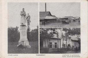 Tiszasüly Hősök szobra, Gőzfűrész és gőzmalom, Klein József kereskedése (EK)