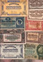 126db-ból álló bankjegy gyűjtemény, főleg magyar pengők, adópengők, emellett néhány külföldi papírpénz is T:vegyes