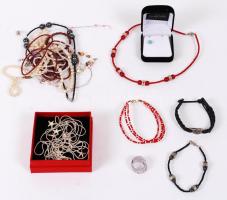 Bizsu tétel: Swarovski fülbevaló (hiányos), sok tekla és fém nyaklánc, stb