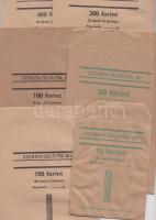 ~1990. "Szerencsjáték RT." jelzésű 6db klf éremtasak 10Ft-tól 400Ft értékig