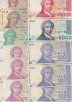 41db vegyes horvát bankjegy T:vegyes 41 pcs of modern Croatian banknotes C:mixed
