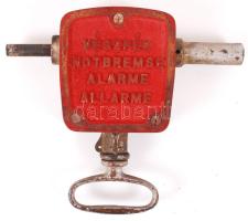 cca 1930 Vasúti vészfék. Rajta német és olasz nyelven: notbremse alarme allarme. / Vintage emergency brake. h: 26cm, m: 22cm.