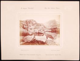 cca 1880 Divald Károly: A magas Tátrából - Aus der hohen Tátra: Hosszú tó a nagy - tarpataki völgyben - Grosskolbacher langer See. Divald Károly eperjesi műterméből, kartonra kasírozva, 32x24cm (1890k.)