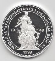 Kiss István (1927-) 1999. "50 éves az OTP" Ag(0.999) emlékérem dísztokban (31,1g/42,5mm) T...