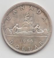 Kanada 1966. 1$ Ag "Kenu" T:2,2- Canada 1966. 1 Dollar Ag "Canoe" C:aXF