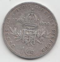 Ausztria 1908. 1K Ag "Jubileum" T:2-,3 Austria 1908. 1 Corona Ag "Jubilee" C:aVF