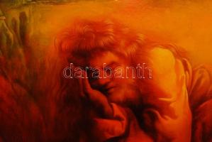 Badacsonyi Sándor (1949-): Reggel. Olaj, fa, szép keretben, 36×81 cm