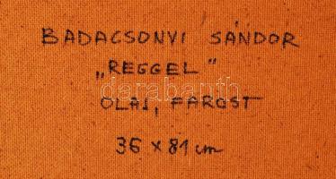 Badacsonyi Sándor (1949-): Reggel. Olaj, fa, szép keretben, 36×81 cm