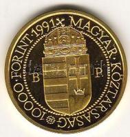 1991. 10.000Ft "II. János Pál..." arany 6,982g T:BU