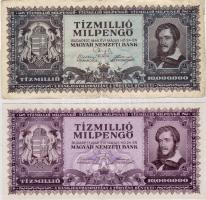 1946. 10.000.000Milpengő előlap más színben, hátlap csak gépszínátnyomat! T:I RRR!!! Valószínüleg eddig az első felbukkant példány! Támpéldány mellékelve!